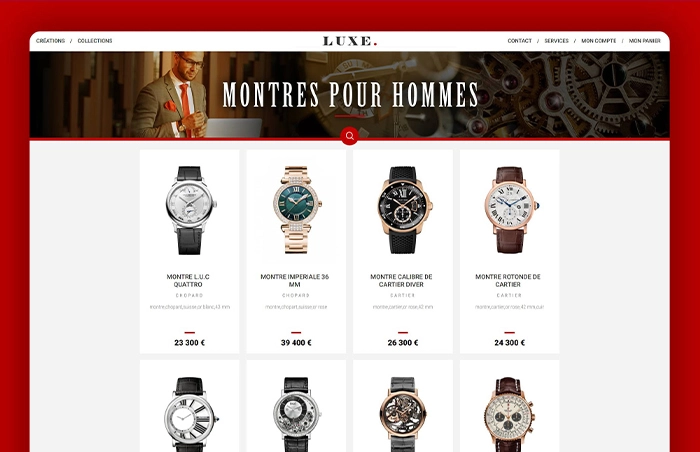 Site eCommerce de montres Luxe.