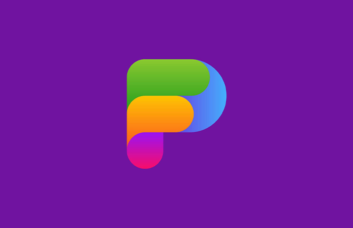 Logo designé à partir d'une lettre P multicolore