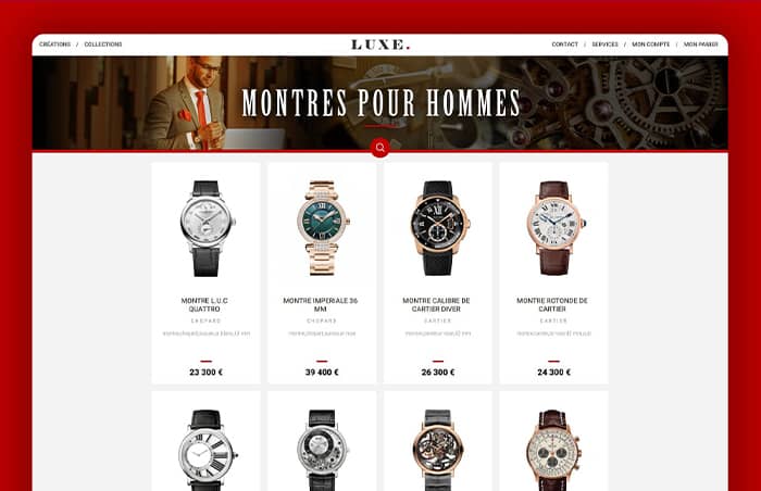 Site ecommerce spécialisé dans la vente de montres de luxes